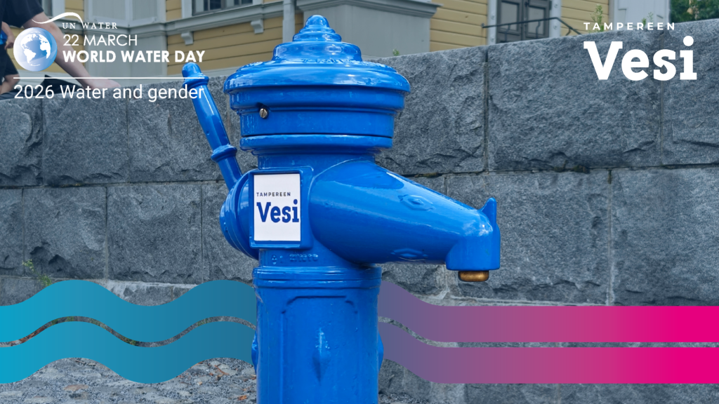 Lähikuva Keskustorin sinisestä vesipisteestä