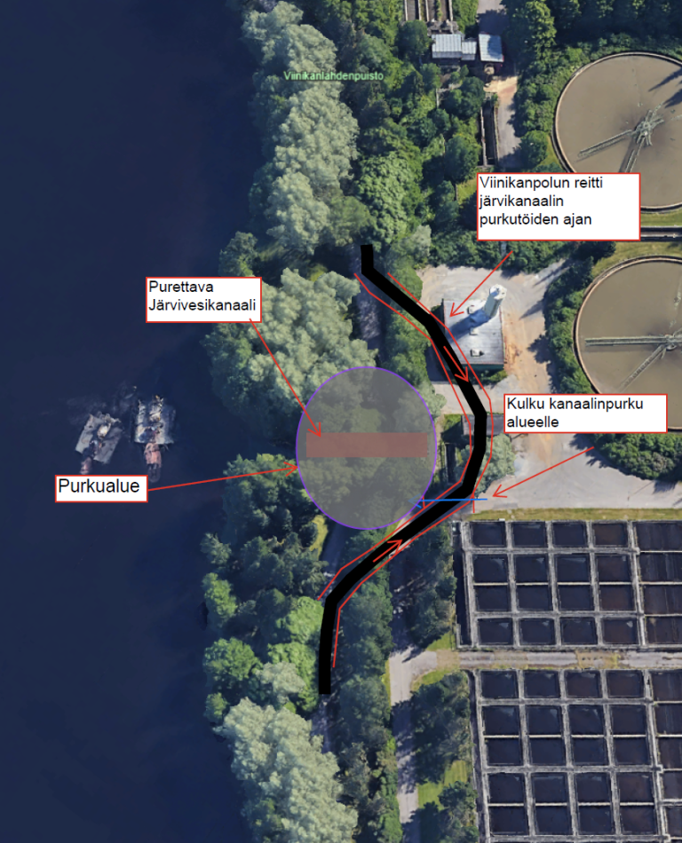 Liikennejärjestelyt Viinikanpolulla elo-syyskuussa 2026